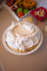 Pavlova cake with fruit cream