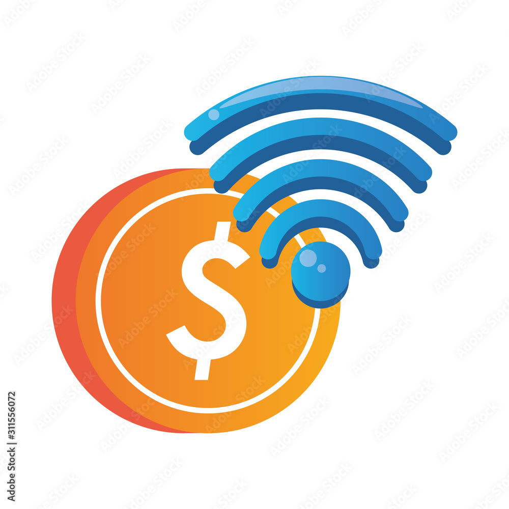Poster wifi connection signal with coin