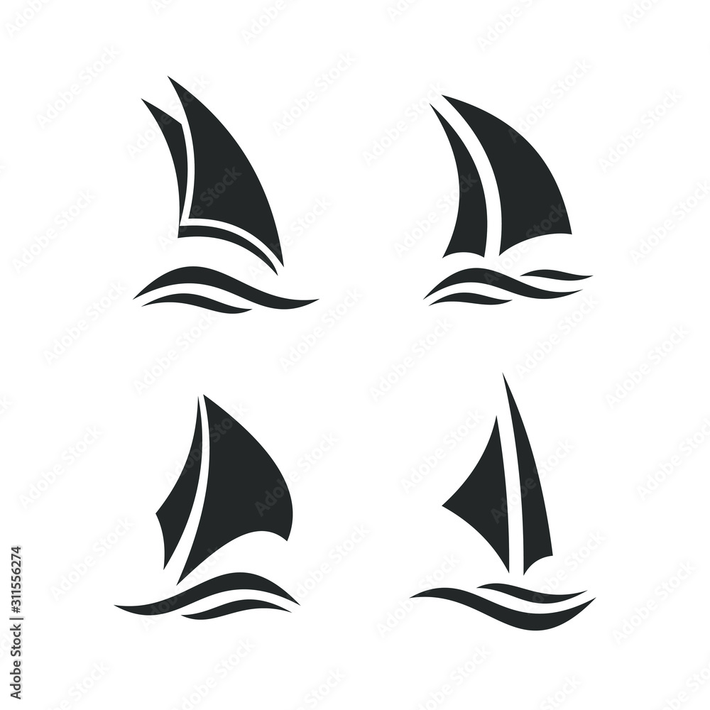 Poster Sailing icon template color editable. Yatch symbol vector sign isolated on white background illustration for graphic and web design.