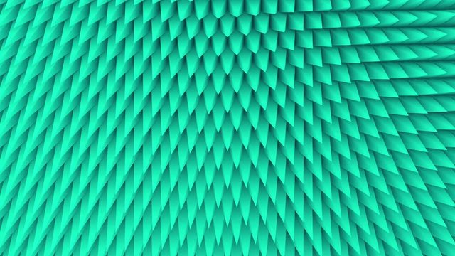 Abstract 3d geometric triangle shapes moving like waves. Colored triangle object animation. Seamless loop 4k.