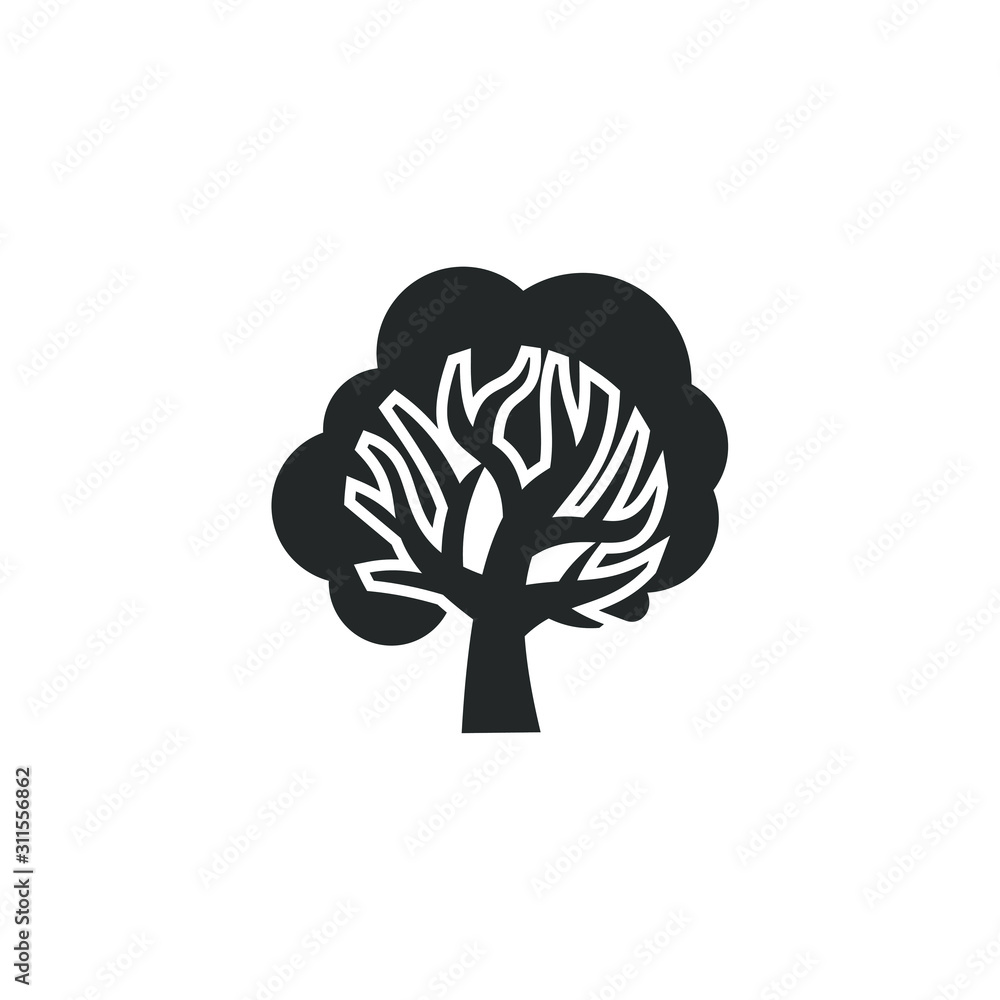 Aufkleber Tree icon template color editable. Tree symbol vector sign isolated on white background illustration for graphic and web design.