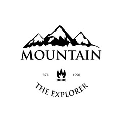 Mountain Design Element in Vintage Style for Logotype, Label, Badge and other design. Adventure retro vector illustration.