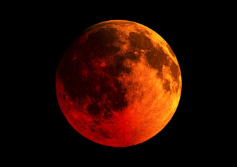 Blood moon in high resolution isolated on black background