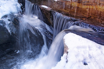 Blurred winter waterfalls Enders falls State Park