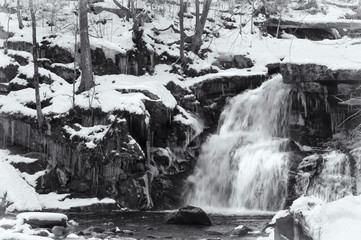 Blurred winter waterfalls Enders falls State Park