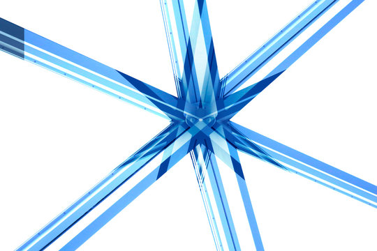 Double exposure of metal framework. Star junction, the basic element of modern architecture. Structure of glass facade of hi-tech building. Isolated minimal photo with triangular pattern of copy space
