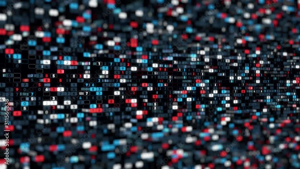 Poster background of many numbers. animation. coding of digital space with changing numbers vertically. mat