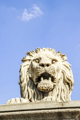 Budapest, Kettenbr&uuml;cke, L&ouml;wenstatue, Ungarn