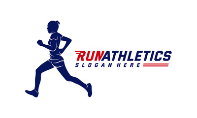 Fototapeta na wymiar Running Woman silhouette Logo Designs Vector, Marathon logo template, running club or sports club, Illustration