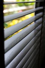 brown blind shade on window, interior design decoration in home office