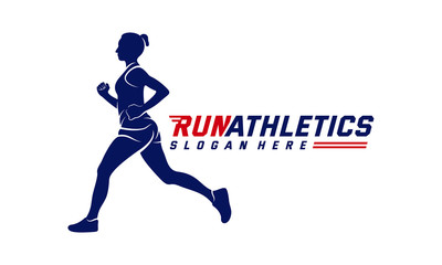 Running Woman silhouette Logo Designs Vector, Marathon logo template, running club or sports club, Illustration