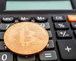 Virtual Coins Bitcoins on the keyboard