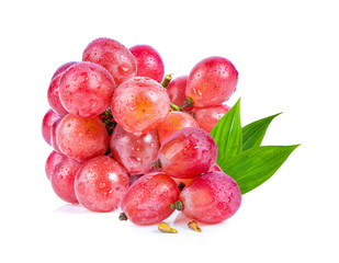 Ripe red grape  isolated on white background