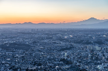 神奈川県横浜市みなとみらいから見た横浜の夕景