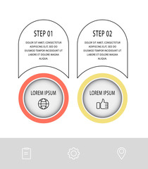 Vector template circle infographics. Business concept with 2 options and parts. Two steps for diagrams, flowchart, timeline