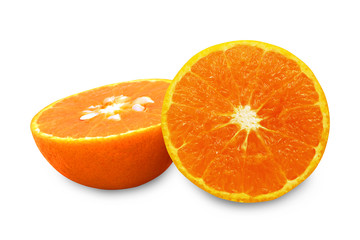 Fresh orange fruit isolated on  white background, with clipping path.
