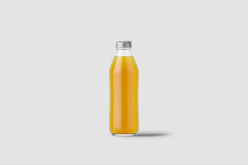 Apple Fruit Juice Bottle Mock up isolated on light gray background.3D rendering.