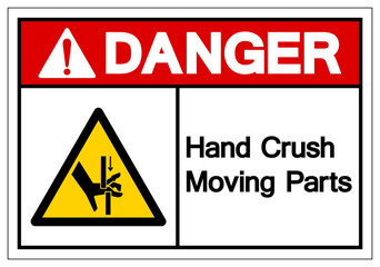 Danger Hand Crush Moving Parts Symbol Sign, Vector Illustration, Isolate On White Background Label .EPS10
