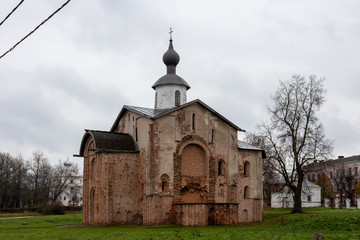 Fototapeta na wymiar old church in russia. old wooden church in the russia. Veliky Novgorod