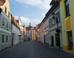 Fototapeta na wymiar Streets of Old Town in Ceske Budejovic, Czech Republic
