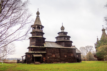 Fototapeta na wymiar old wooden church in the russia. Veliky Novgorod