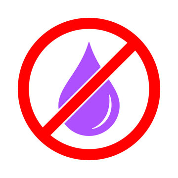 Free of chemical additives graphic icon. Without chemicals sign isolated on white background. Prohibition sign over colored drop. Vector illustration 