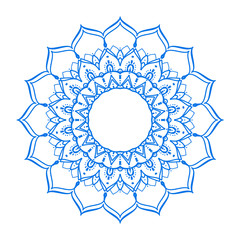 circular blue and white mandala vector ornament