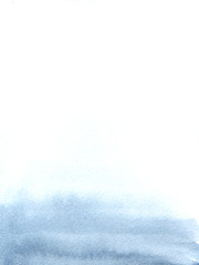 Hand drawn watercolor background. Blue textured gradient. Can be used as backdrop for card, web,texture. Abstract hand painted watercolor Wash. Ombre Background. Blue gradient, sky or sea water effect