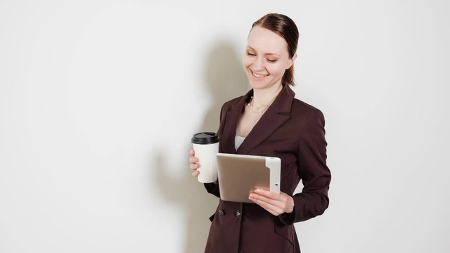 Businesswoman holding a digital tablet. The gif animation.