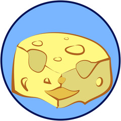 piece of cheese on blue background version 2