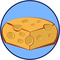 Fototapeta premium piece of cheese on blue background version 1