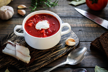 Borsch with red beans and braised beef.