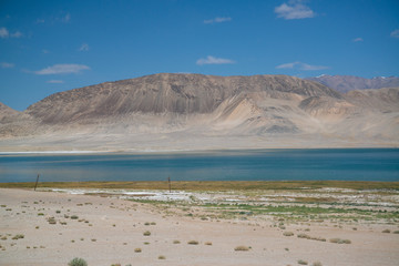 View on the lake in Pamir highway, Tajikistan