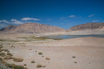 View on the lake in Pamir highway, Tajikistan