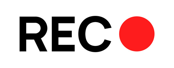 Recording sign icon. Red logo camera video recording symbol, rec icon - obrazy, fototapety, plakaty