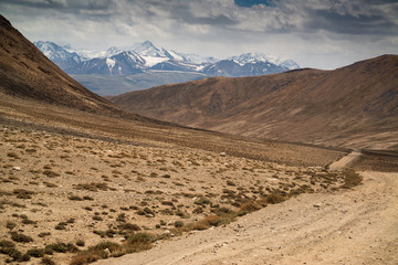 View on the Pamir highway in Tajikistan