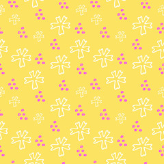Fototapeta na wymiar Abstract floral seamless pattern in doodle style in vector. Sweet colorful flowers pattern for textile, fabric, wrapping