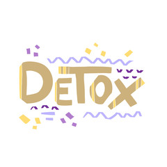 Detox lettering drawn in doodle style. Logo design with small details on a white background. Great for poster, banner.