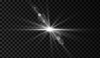 Lens flare. Light glow effect. Isolated vector illustration on transparent background.
