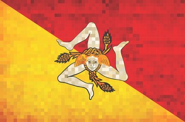 Grunge mosaic Flag of Sicily - illustration,  The head of the Gorgon Medusa
