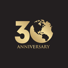 30th year anniversary emblem logo design vector template