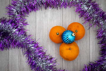 Tangerines for the new year with toys