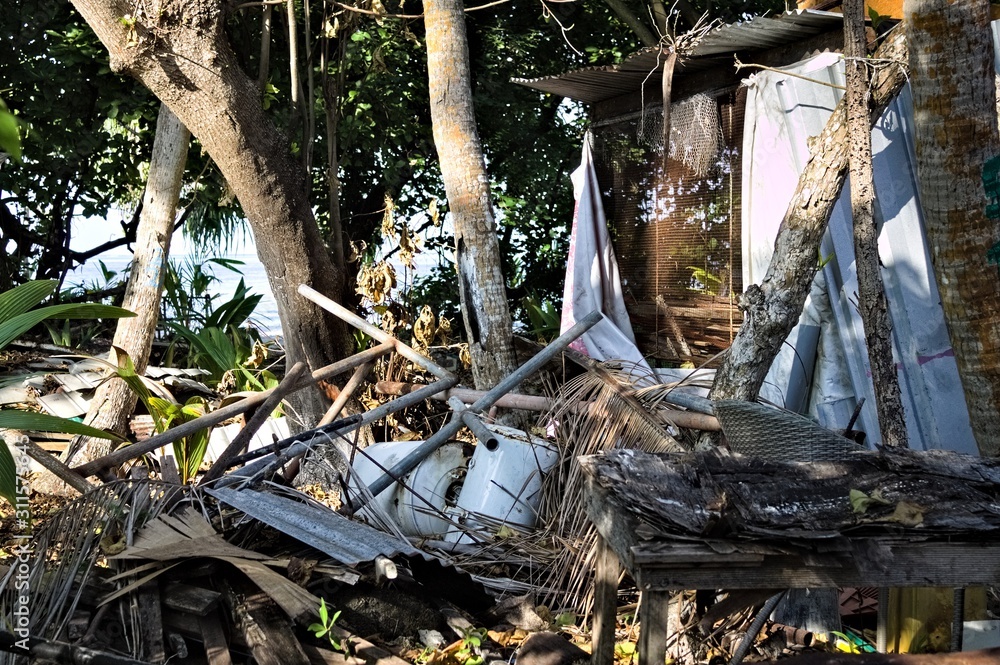 Wall mural Waste dump with stacked objects in Maldives (Ari atoll, Maldives, Asia)