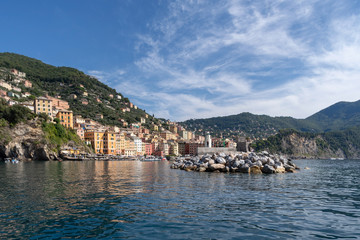 Fototapeta na wymiar Camogli view from the sea, Liguria, Italy