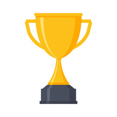 Award cup vector icon. Trophy award cup gold prize champion win victory