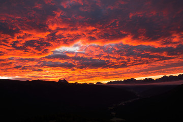 Sunrise in Dolomites.