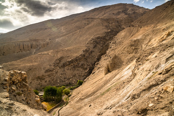 View on the mountains in Pamir highway in Tajikistan sharing with afghanistan border
