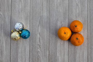Tangerines for the new year with toys
