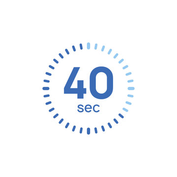 40 second timer clock. 40 sec stopwatch icon countdown time digital stop chronometer