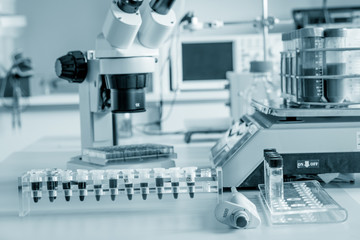 Scientific microscope in the laboratory of forensics